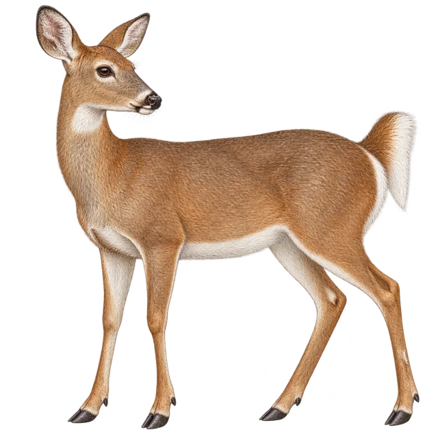 Natural-history style illustration of a white-tailed deer.